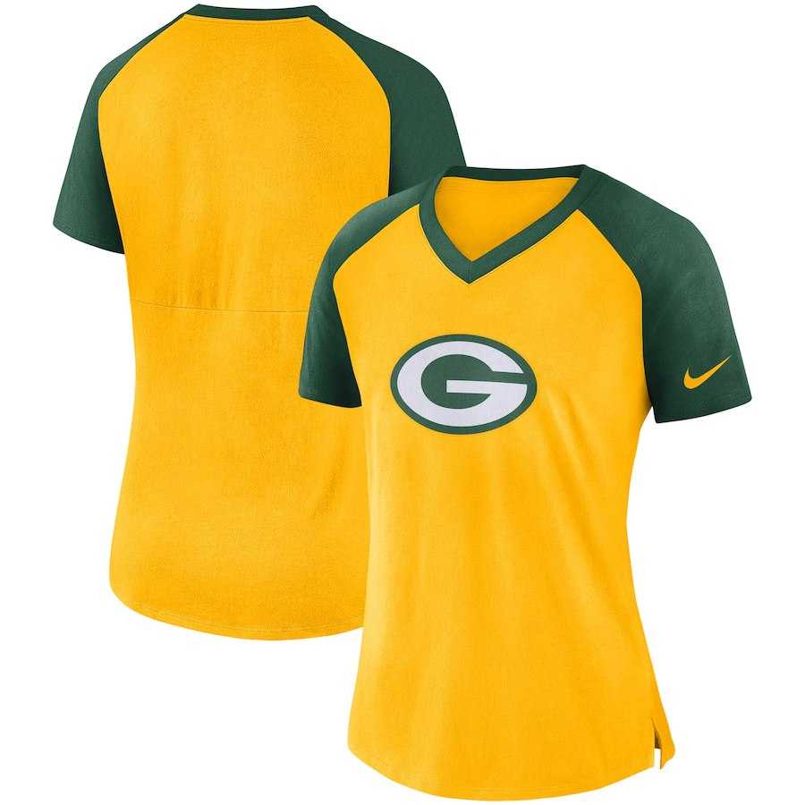 Women Green Bay Packers Nike Top V Neck T-Shirt Gold Green,We sell and wholesale Women Green Bay Packers Nike Top V Neck T-Shirt Gold Green on line form chian!
